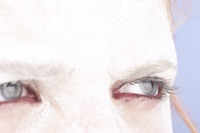 Photo of angry, hate-filled eyes. The spirit of murder starts in the mind.